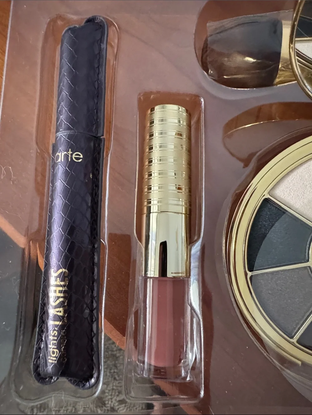 tarte Sea Eyeshadow & Face Set — Cream, Taupe, Pink, Charcoal.
